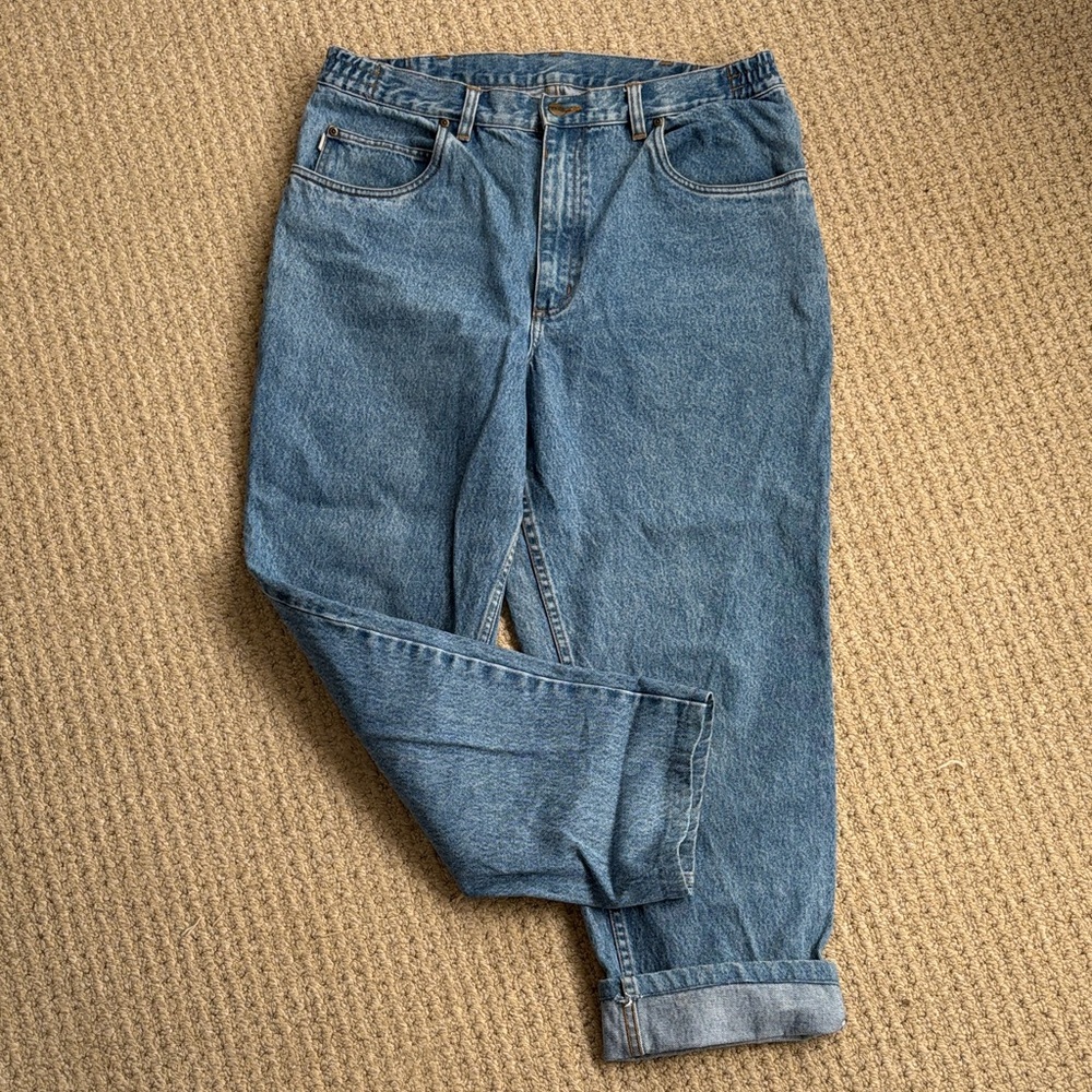 Vintage 90s L.L. Bean Dad Style Baggy Denim Jeans Elastic Waist